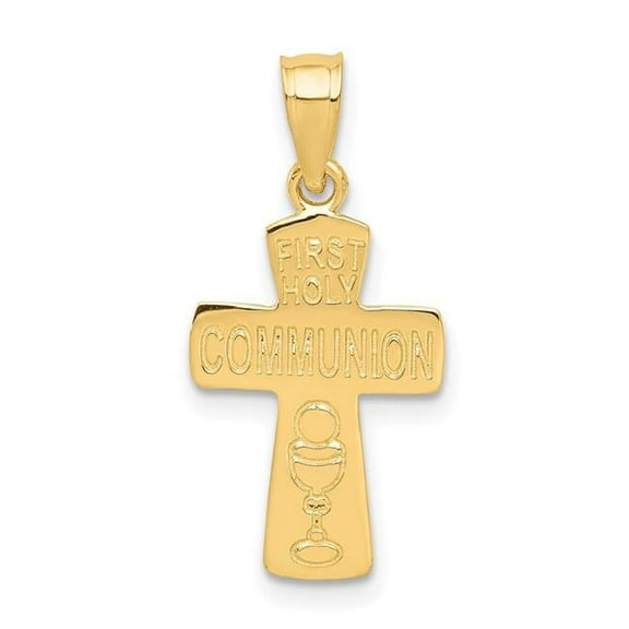 Finest Gold 14K Yellow Gold First Holy Communion Cross Pendant