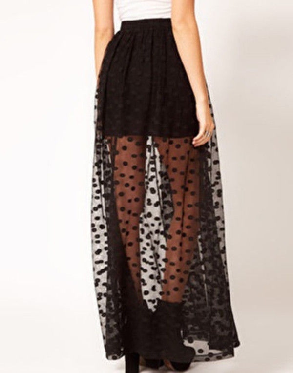 black mesh maxi skirt