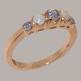 thumbnail image 3 of LBG British Made 14k Rose Gold Natural Tanzanite & Opal Womens band Ring - 33 size options - Size 10, 3 of 7