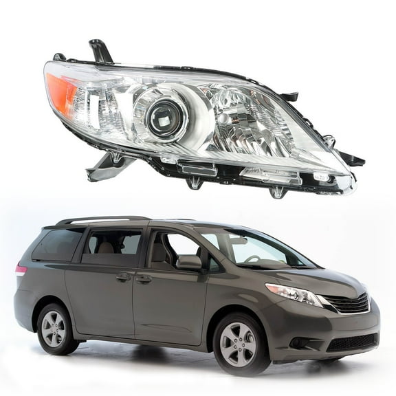 munirater 8111008032 Right Side Halogen Chrome Housing Passenger Side Headlamp Headlight Assembly Replacement for 2011-2020 Sienna