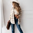 thumbnail image 5 of Chaqueta a cuadros para mujer, informal, con botones, mezcla de lana, gabardina de tartán de invierno con bolsillos Adepaton BST3000184-3, 5 of 5