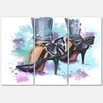 Designart ' Bright Colorful Trendy Woman Fashion Shoes ' Modern Canvas Wall Art Print