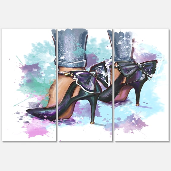 Designart ' Bright Colorful Trendy Woman Fashion Shoes ' Modern Canvas Wall Art Print
