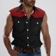 thumbnail image 4 of Camisas de Cuello para Hombres Moda Casual Patchwork Turndown Bolsillos sin Mangas Tanque Deportivo, Poliéster, 4 of 5