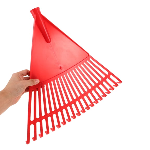 Topbathy Red Yard Leaf Rake with Wide Plastic Tines for Efficient Garden Leaf Collection