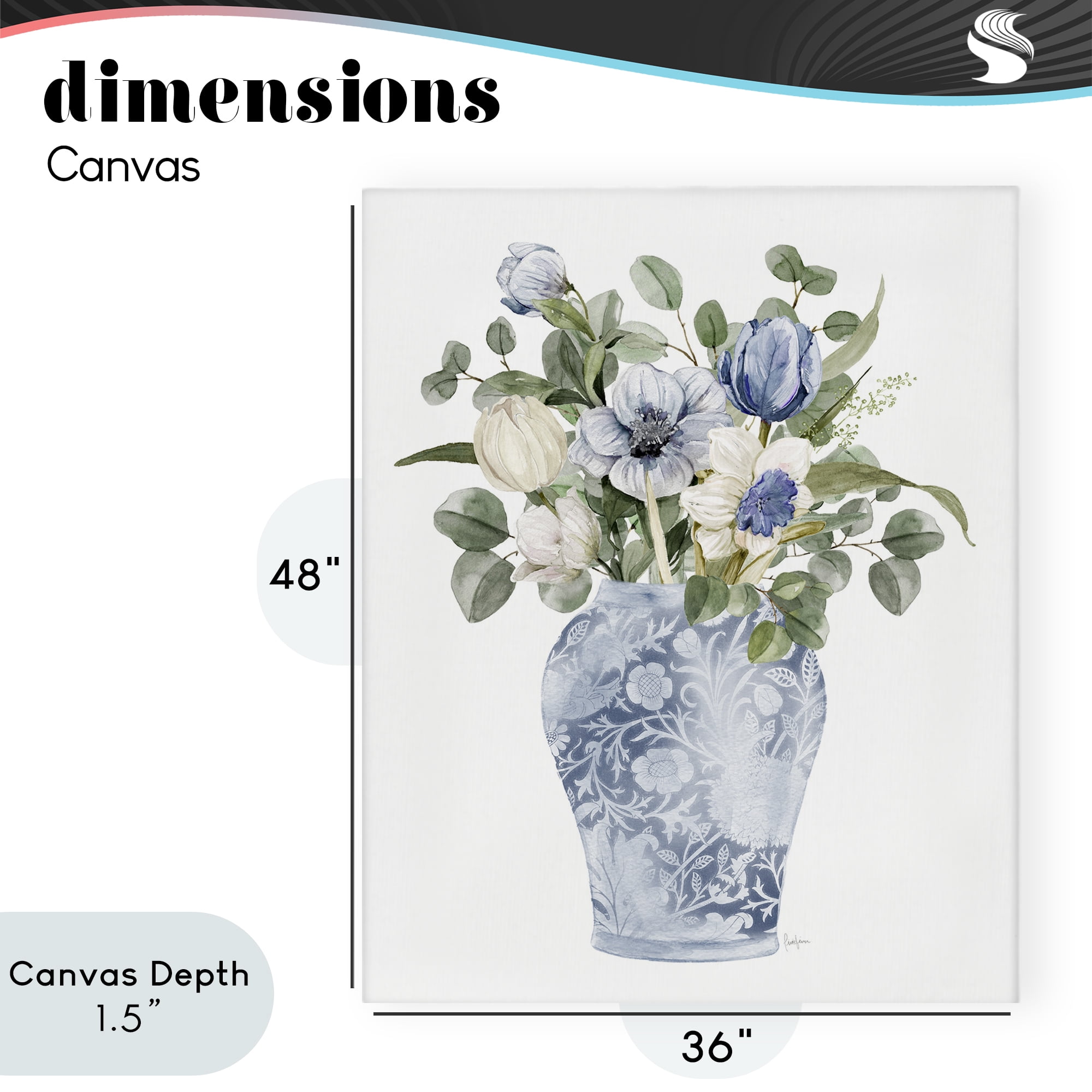 Stupell Industries Ornate Vase Tulips Canvas Wall Art, design by Livi Finn
