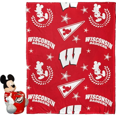 Northwest x Disney Wisconsin Badgers Mickey Hugger Pillow & Silk Touch Throw Set