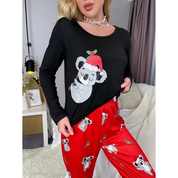 Pijamas para mujer Otoño Invierno conjuntos de pijamas con estampado navideño ropa informal de manga larga para el hogar moda nueva en ropa de dormir para mujer