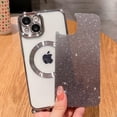 thumbnail image 3 of Compatible with iPhone 14 Magnetic Gardient Glitter Case, Plating Bling Cute Case with MagSafe for Women Girls Full Camera Protector Back Cover for iPhone 14 6.1'' Silver, 3 of 11