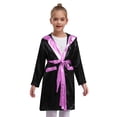 thumbnail image 3 of TiaoBug Kids Boys Boxing Robe Metallic Hooded Boxing Tops Cloak Boxer Long Sleeve Open Front Hooded Cloak with Belt Set Black&Pink 14, 3 of 6