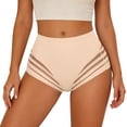 thumbnail image 1 of Gpoecd Plus Size Panties Lace High Mid Rise Seamless Comfort Breathable Gusset Triangle for Plus Size Plus Size Underwear for Women Beige,L, 1 of 4
