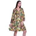 thumbnail image 3 of Moomaya Robe Courte Évasée Imprimée de Designer, Manches Longues, Tunique en Velours, Robes pour Femmes, 3 of 6