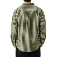 thumbnail image 4 of LODIENY Striped Long Sleeve Dress Shirt for Men Button Down Collared Baggy Stylish Work Blouses with Pockets Green L, 4 of 4
