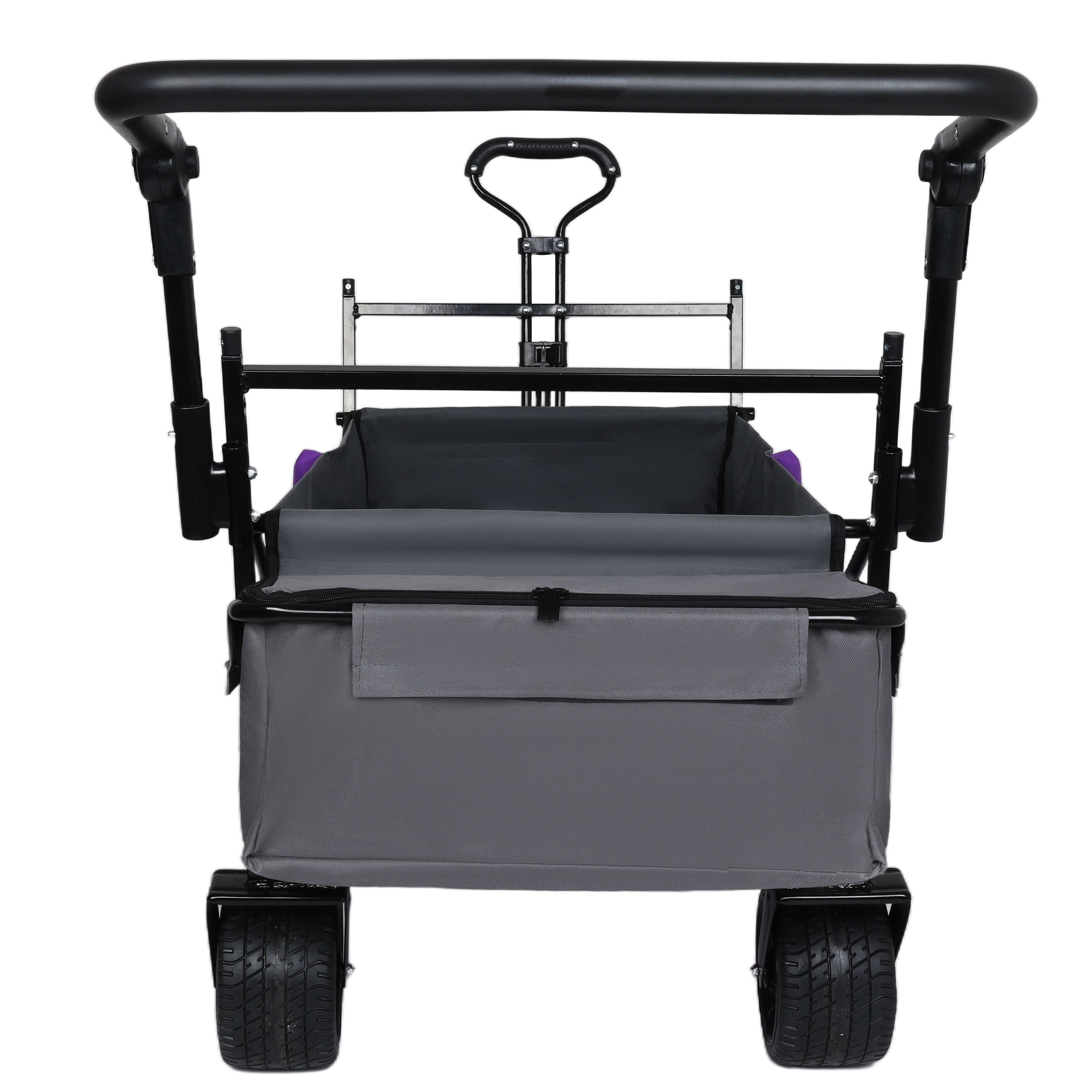 With Push Handle, 480Lbs Collapsible Wagon with Canopy, Wagon cart with 7" All-Terrain Wheels, Large Capacity for Camping, Shopping, Sports, and Garden Use