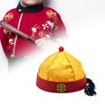 thumbnail image 3 of Sombrero de príncipe heredero, sombrero de emperador Qing, sombrero Oriental chino de satén, sombrero de propietario para fotografía, Fiesta Temática, Amarillo Rojo 56cm, 3 of 8