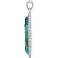 thumbnail image 2 of Sterling Silver Rhodium-Plated Reconstituted Turquoise Flower Pendant (Width 34.4) (Length 37.9) - Jbsp, 2 of 5