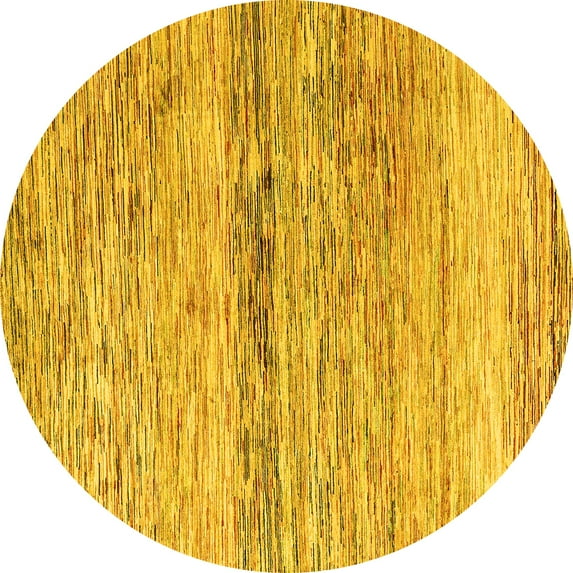 Ahgly Company Indoor Round Abstract Yellow Modern Area Rugs, 8' Round
