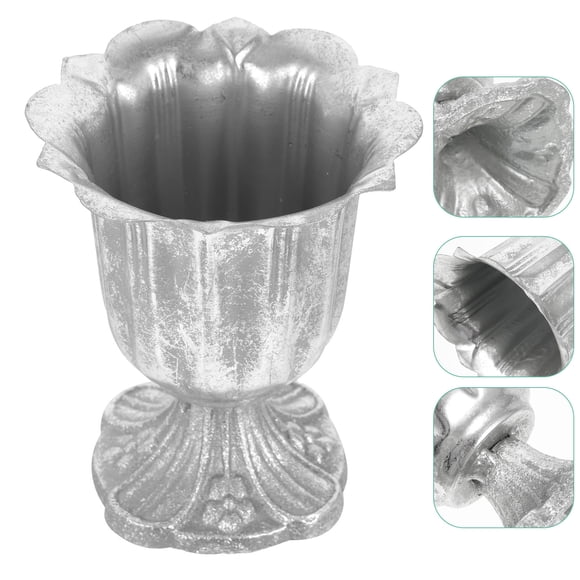 CTIRCHIU Vintage Decoration Silver Iron Flower Pot Outdoor for Holidays 1Pcs