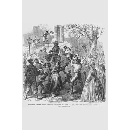 President Lincoln Rides through Richmond, Virginia-Fine Art Canvas Print (20" x 30")