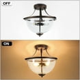 thumbnail image 2 of Depuley 3 Light Clear Glass Shade Ceiling Light Fixture Farmhouse Semi Flush Mount Ceiling Light  for Kitchen Bedroom Dining Entryway Hallway, E12 Socket Dark Brown, 2 of 9