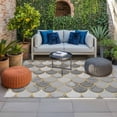 thumbnail image 2 of Grey Fish Scale Outdoor Rug for Patio/Deck/Porch, Non-Slip Large Area Rug 3 x 5 Ft, Modern Geometric Gold Abstract Moroccan Indoor Outdoor Rugs Washable Area Rugs, Camping Rug Carpet Runner, 2 of 8