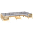 thumbnail image 3 of vidaXL Solid Pinewood Patio Lounge Set 11 Piece with Cushions Multi Colors, 3 of 7
