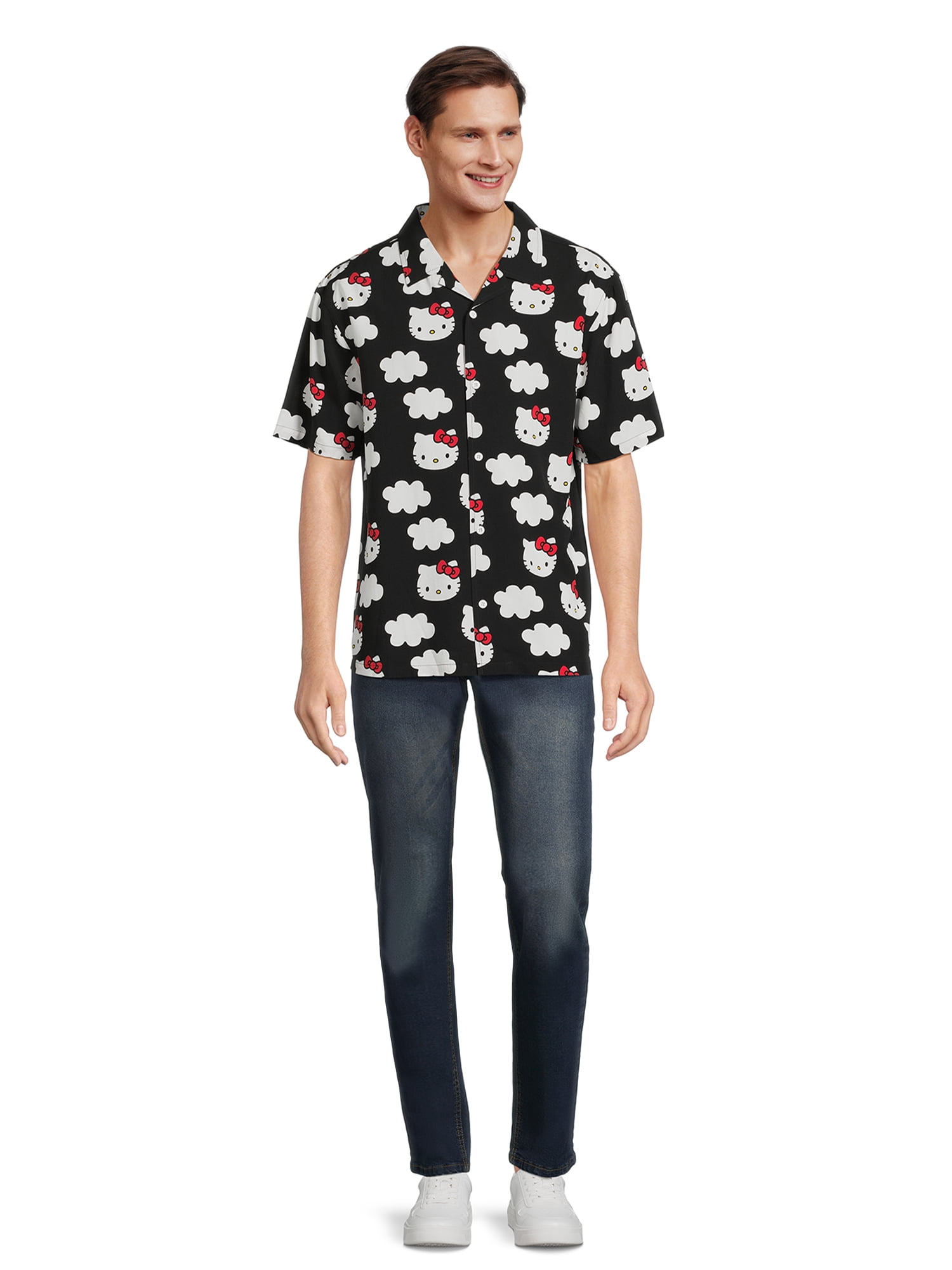 Hello Kitty Men's and Big Men's Resort Shirt with Short Sleeves, Sizes S-3XL