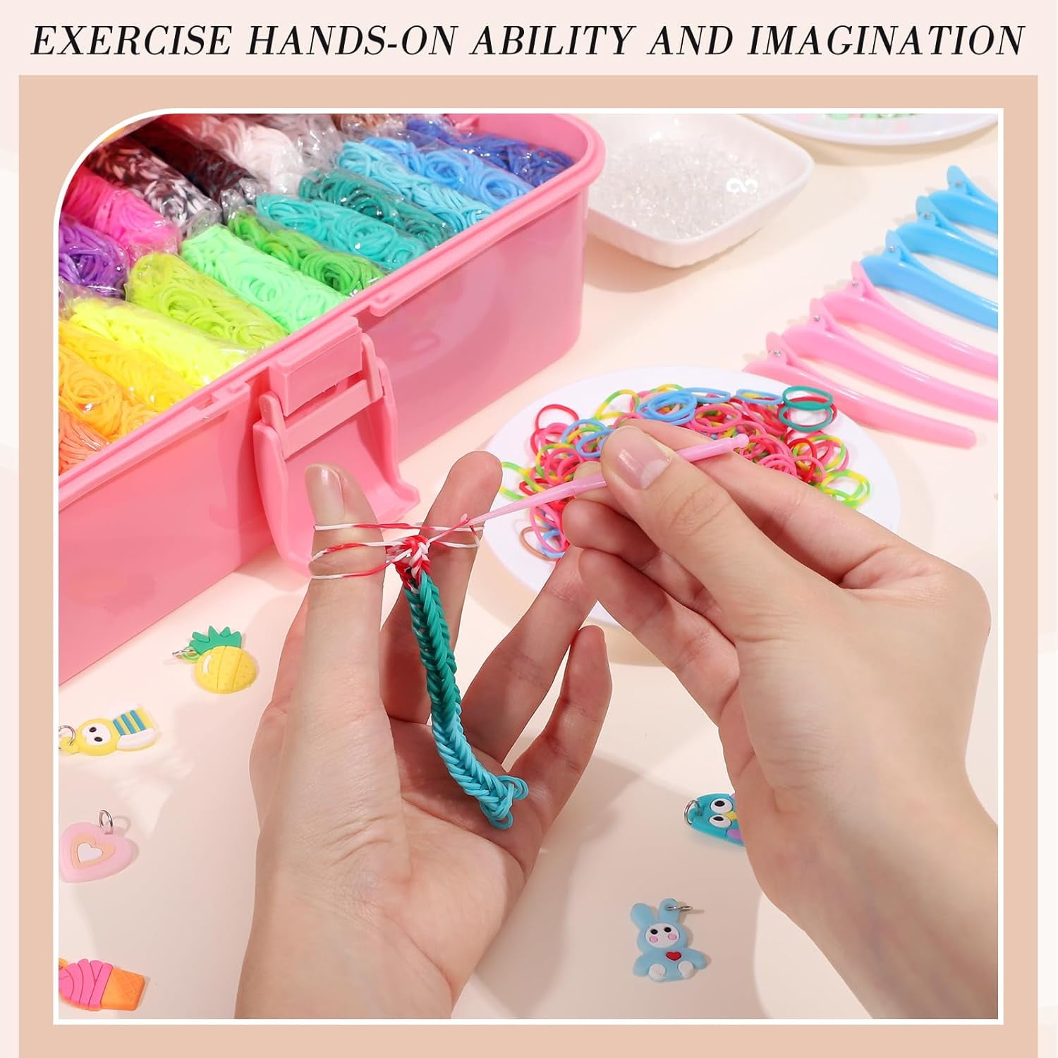 17500+ Rubber Band Bracelet Kit with 3 Layer Transparent Container, Bracelet Kit Making Refill Kit Girls Christmas Gifts