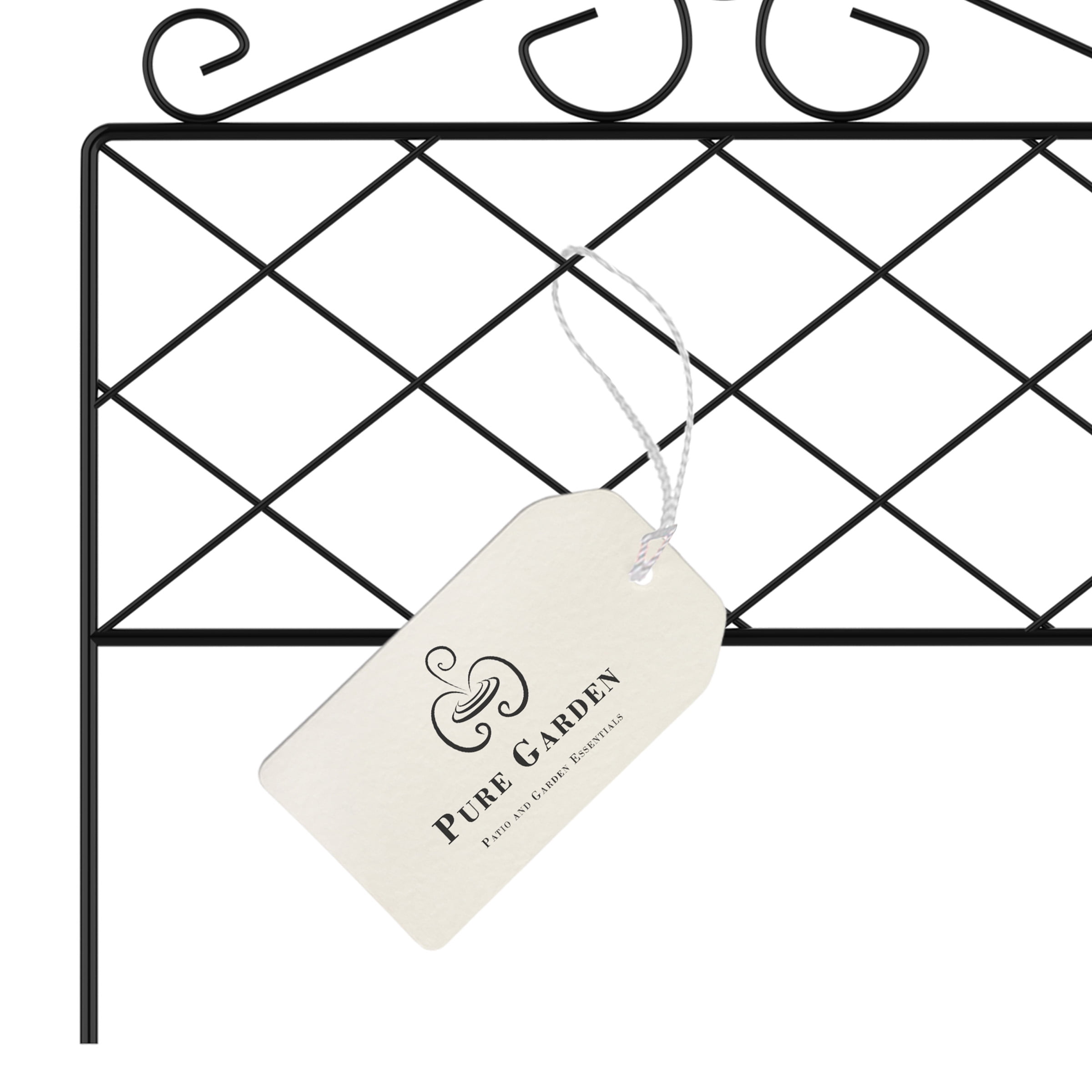 Pure Garden 5-Pack Decorative Metal Garden Fence with Azalea Design, Black