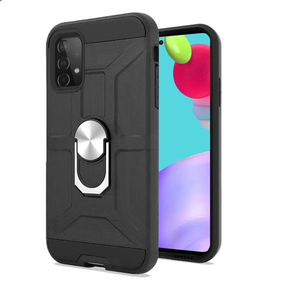 for Samsung Galaxy A52 5G Cases with Stand Kickstand Ring Holder [360° Rotating] Armor Dual Layer Work with Magnetic Car Mount Hard Cover ,Xpm Phone Case [Black]