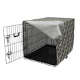 thumbnail image 3 of Abstract Dog Crate Cover, Complex Geometric Triangles with Scrapbook Style Stripes Minimal, Easy to Use Pet Kennel Cover Small Dogs Puppies Kittens, 7 Sizes, Dark Taupe Grey and Ivory, by Ambesonne, 3 of 6