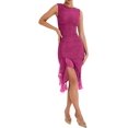 thumbnail image 2 of HAHDAXIA Eleagnt Women 's Backless Mesh Midi Bodycon Dresses Irregular Ruffle Hem Mermaid Fishtail Tank Dress, 2 of 6