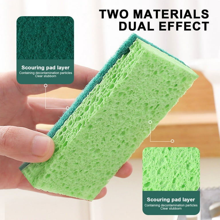 Big SAVE! Home Kitchen Dining Wood Pulp Cotton Scratch Free Sponge for Cleaning Kitchens, Bathrooms, and Home, A Safe, Non Stick Cookware Scratch Free