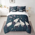 thumbnail image 2 of Feelyou Chinese Crane Animal Bedding Comforter Set 7 Pieces, Tokyo Cherry Blossoms Full Bedding Set, Japanese Artwork Style Reversible Fitted Sheet Flat Sheet, Lightweight Room Decor, 2 of 7