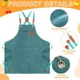 thumbnail image 2 of 4 Pack Canvas Chef Apron for Men with Adjustable Strap Cross Back Cotton Barber Apron with Pocket, 26 x 30'', 2 of 13
