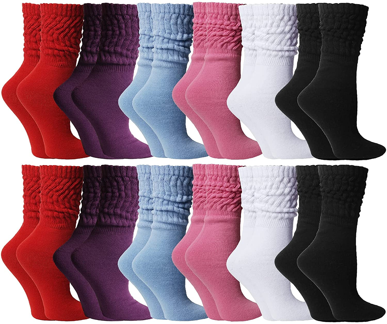 SOCKS'NBULK Womens Cotton Slouch Socks, Ladies Scrunchy Slouchy Boot