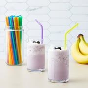 300 Pack Flexible Plastic Drinking Straws, Disposable Bendable Straws Bulk Set for Smoothies, 5 Colors (8.25 In)