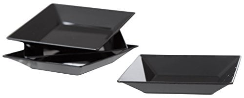 120 Ct Square plastic Dessert Plates Black x 2.4 Inch. Exquisite Plastic Mini Square Appetizer Plates 2.4 Inch 