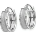 thumbnail image 3 of 14K White Gold Diamond Cut Satin Hoop Earrings (16 X 15) Made In Indonesia tl789, 3 of 6