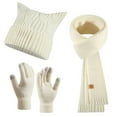 thumbnail image 4 of ZHOGXU Winter Beanie Hat Scarf Gloves Set For Women And Men Thick Caps Long Scarf Touchscreen Gloves Solid Color Knitted Warm Comfortable Outfits 3 Pack For Daily Wear White One Size, 4 of 4