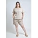 thumbnail image 1 of Conjunto blusa y short con textura Roman Fashion /Tallas Extras, 4375 (Beige) beige 38, 1 of 7