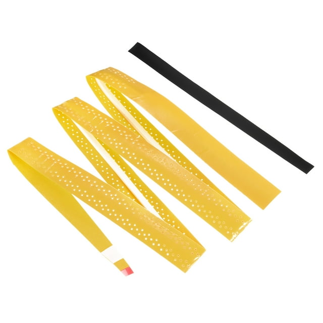 Unique Bargains 43.3' Non-Slip Perforated Tennis Racket Overgrip Tape with Ridges Yellow 6 Pack