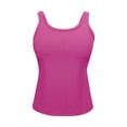 thumbnail image 6 of OGLCCG Women Plus Size Tank Top with Built in Bra Crewneck Sleeveless Camisole Tops with Shelf Bra Solid Color Slim Fit Stretch Undershirts, 6 of 8
