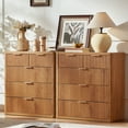 thumbnail image 7 of LEYAOYAO Brown Fluted Dresser of 5 Drawers, Dresser Chest with Easy Pull Metal Handles for Bedroom, Living Room, 7 of 7