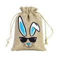 thumbnail image 2 of Easter Bunny Linen Dstring Bag for Candy Eggs,Cute Party Favor Gift Pouch,3.94x4.28 Inches,Reusable Cloth Treat Bag with Dstring Closure for Easter Basket Stuffers,Holiday Celebrations & Gifts, 2 of 6