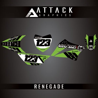 Attack Graphics Custom Renegade Complete Bike Graphics Kit for Kawasaki KLX110R L 2022