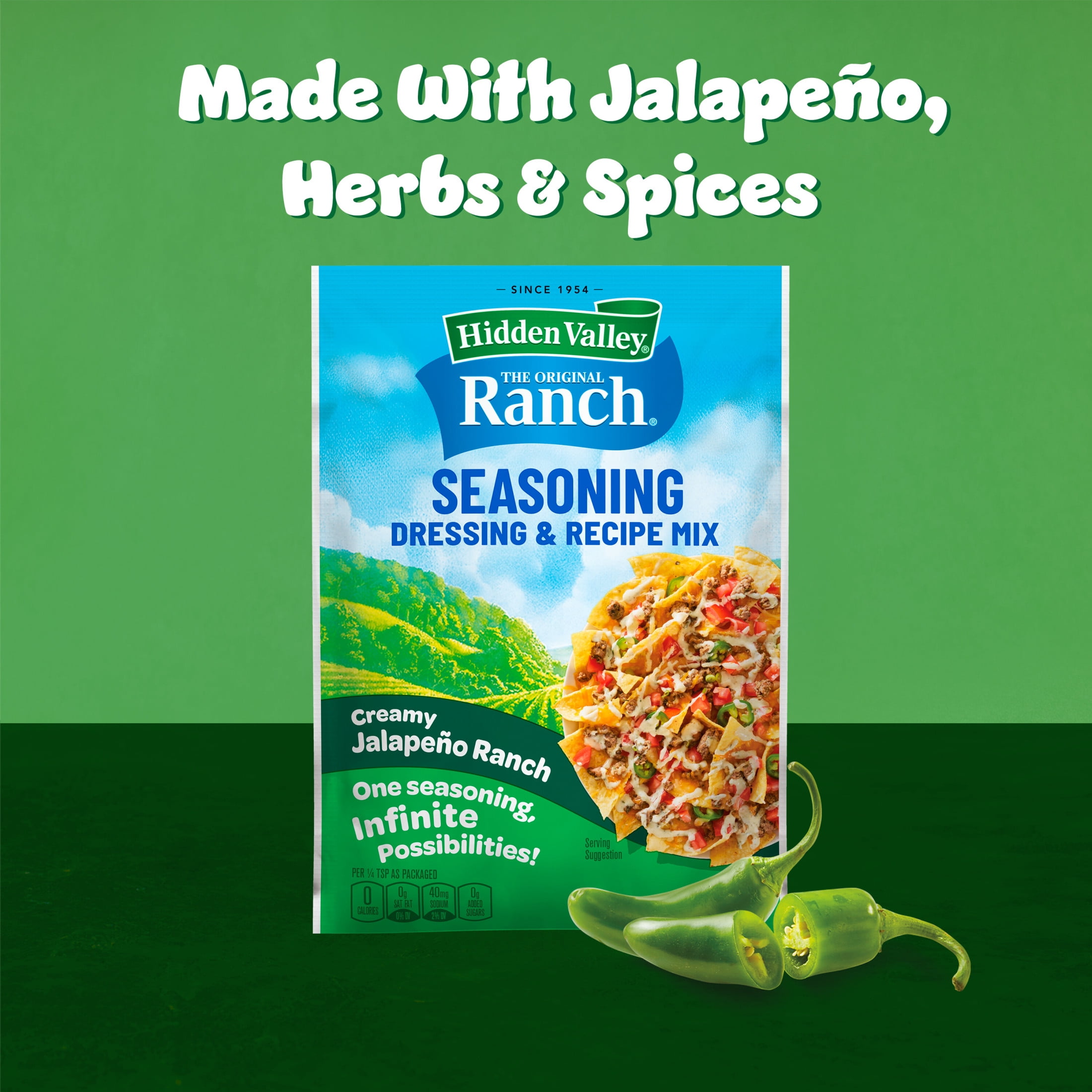 Hidden Valley Creamy Jalapeno Ranch Seasoning Dressing & Recipe Mix, 1 oz Packet