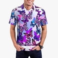 thumbnail image 3 of Balery Flying Butterflies Printed Men’s Short Sleeve Polo Shirt, Midweight Men's Shirt,Golf Polo shirts -Large, 3 of 9