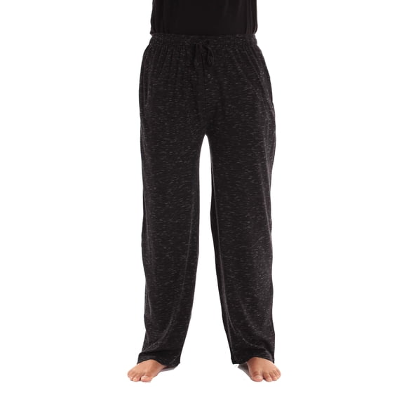 At The Buzzer Mens Pajama Pant Jersey Knit Sleep Pant (Black Marled, Small)