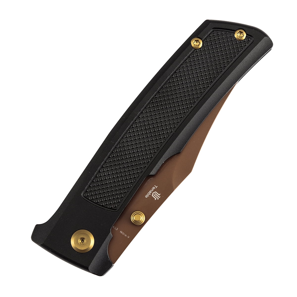Tenable Bison Folding Knife 3.24'' Rose Gold Nitro V Blade,Aluminum Handle with Frag Pattern,B2108A3